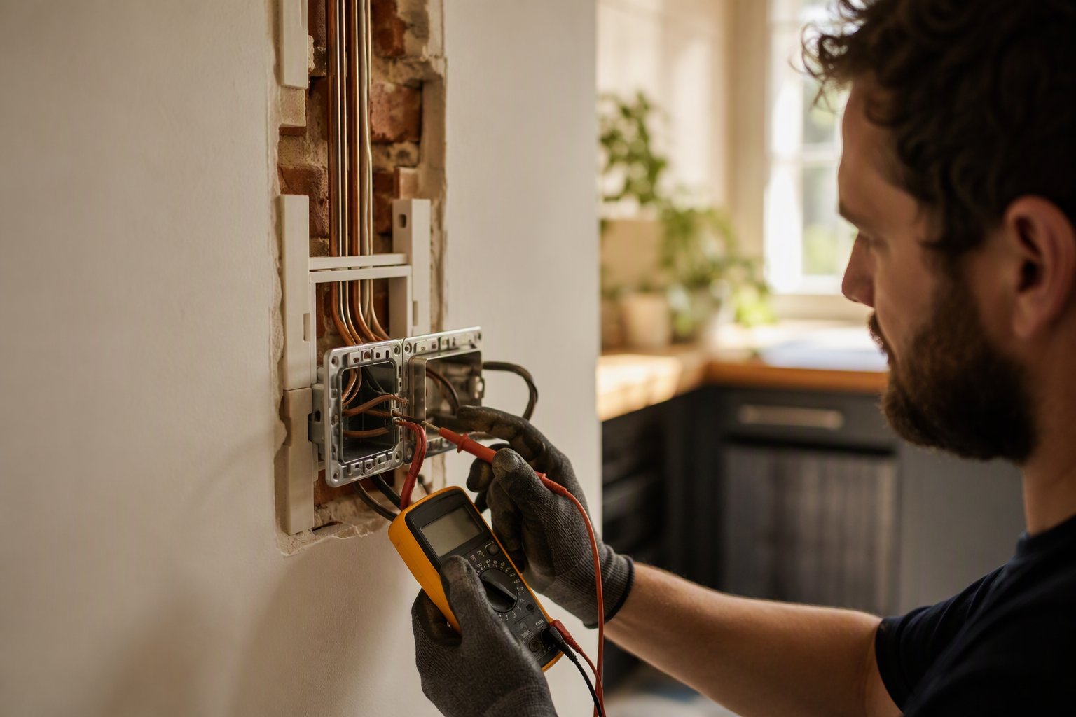 Rewiring work with new cabling and testing